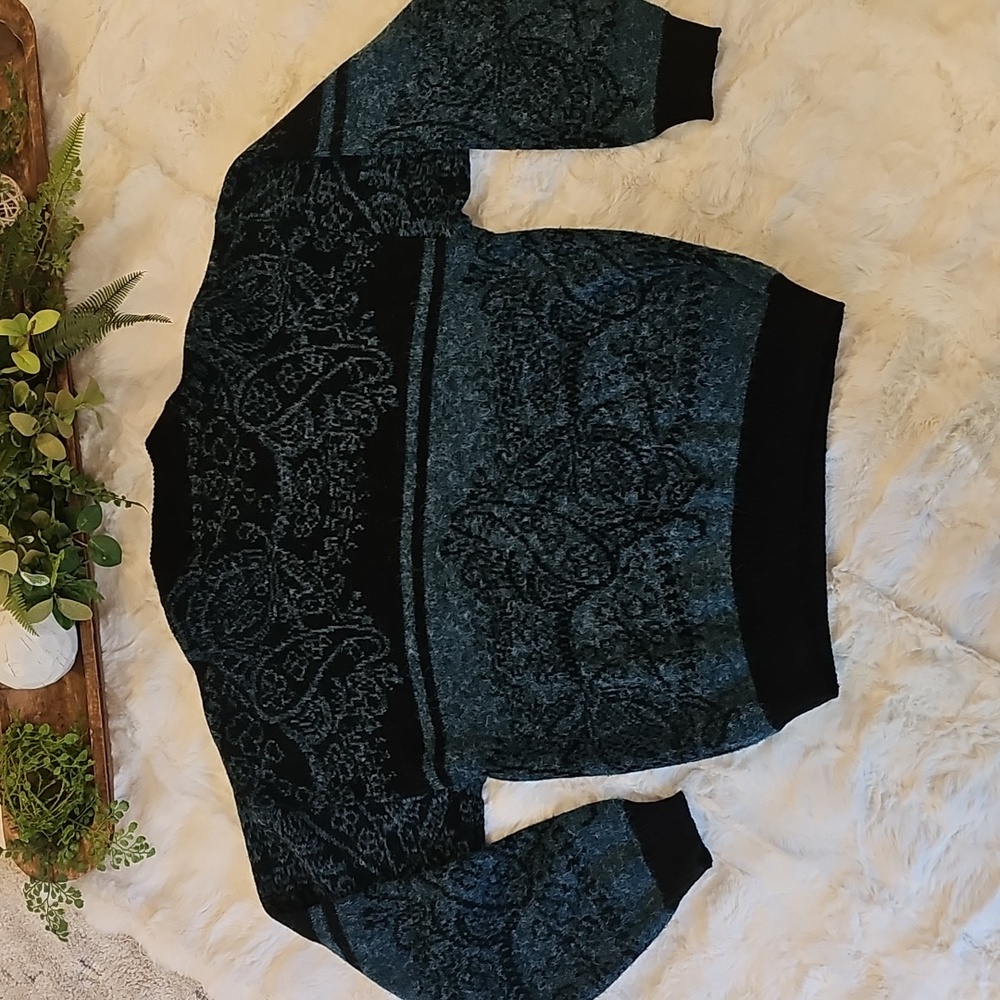 Vintage Jed 90s Graphics Grandpa Eclectic Sweater XL Oversized Blue Black EUC